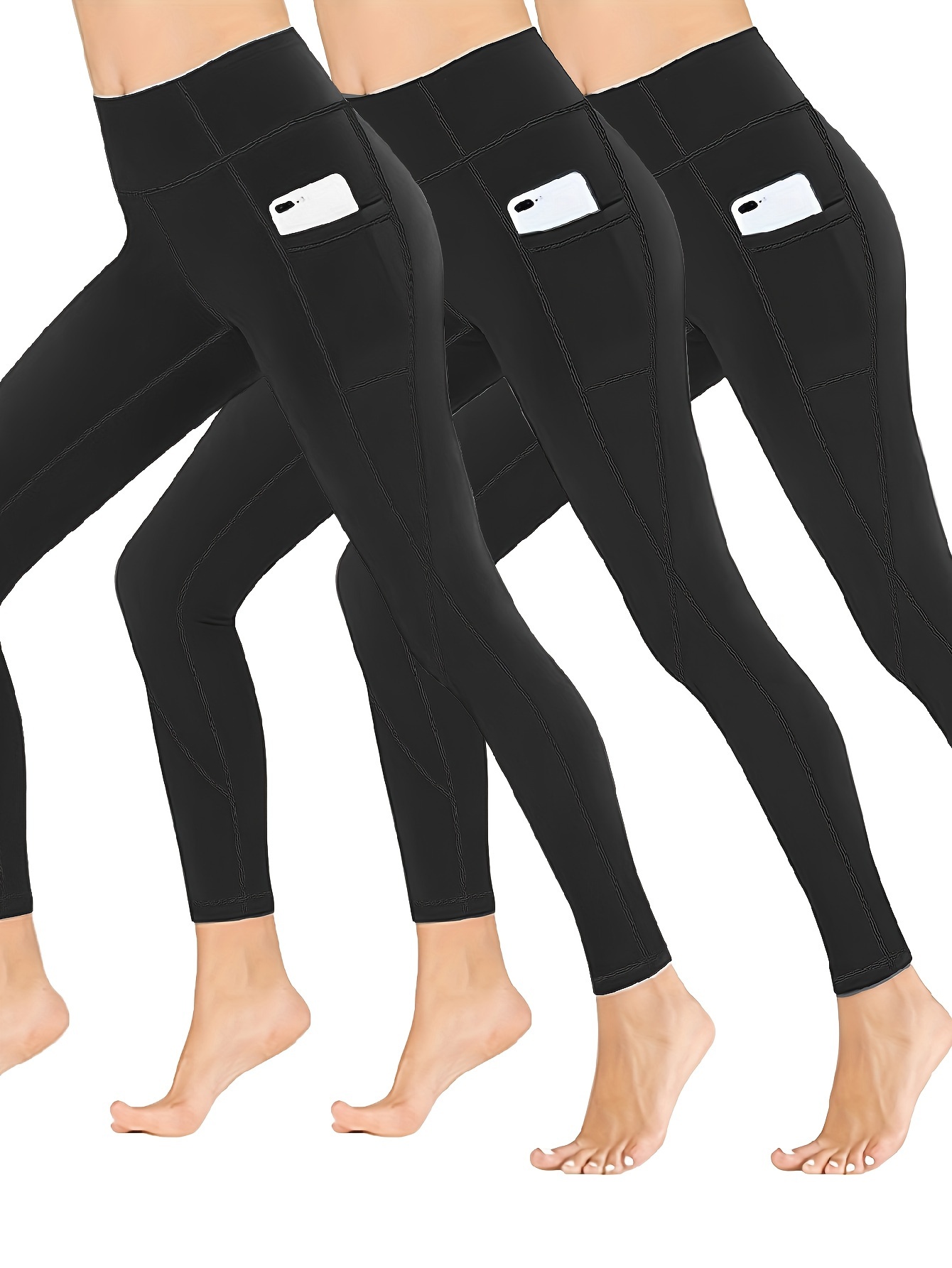 3pcs Pantalones De Yoga De Cintura Alta Deportivos De Color - Temu