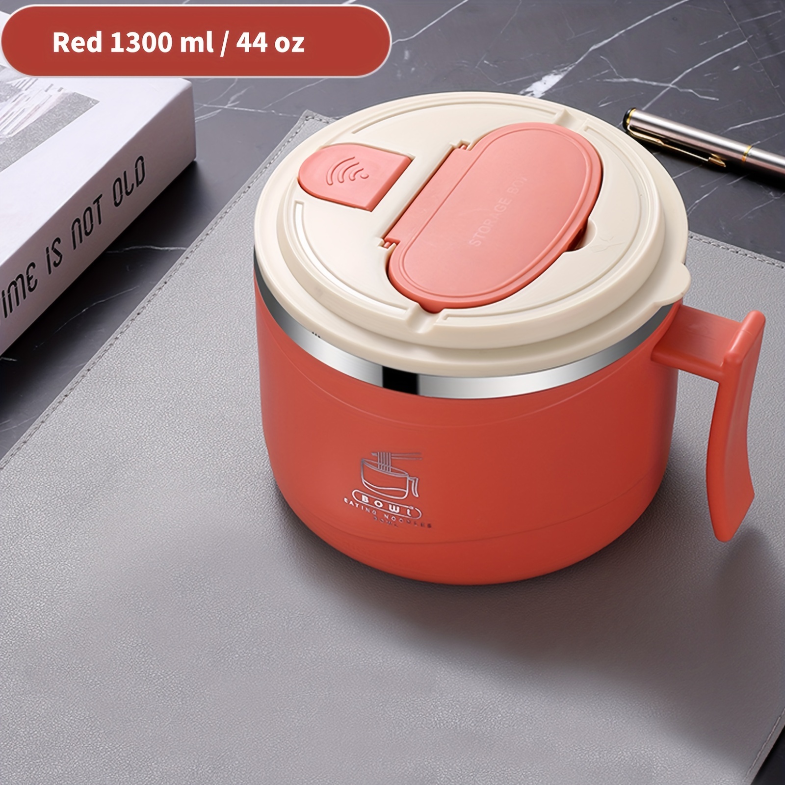 1300ml Stainless Steel Noodle Bowl Anti-Scalding Student Lunch Box