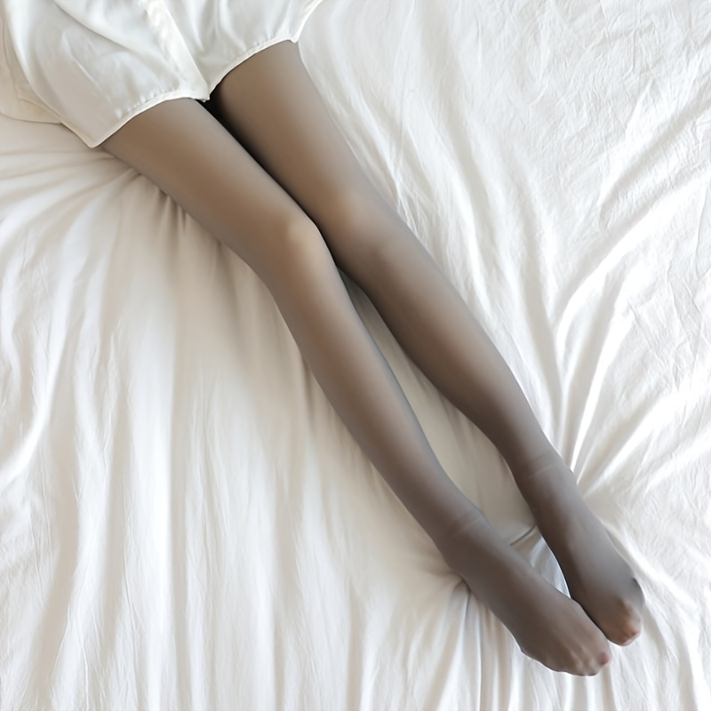 Women Winter Warm Leggings Translucent Pantyhose Fleece Tights