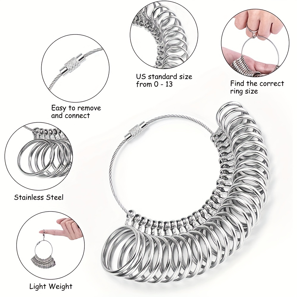 Ring Sizer Measuring Tool Set, Metal Ring Sizers, Stainless Steel Ring  Gauges, Finger Sizer and Ring Mandrel Aluminum, 27 Pcs