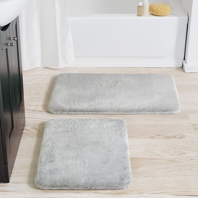 2pcs Set Imitation Rabbit Hair Bath Mat Water Proof Fabric Rectangle Rug  Color Silver Gray | Free Shipping For New Users | Temu