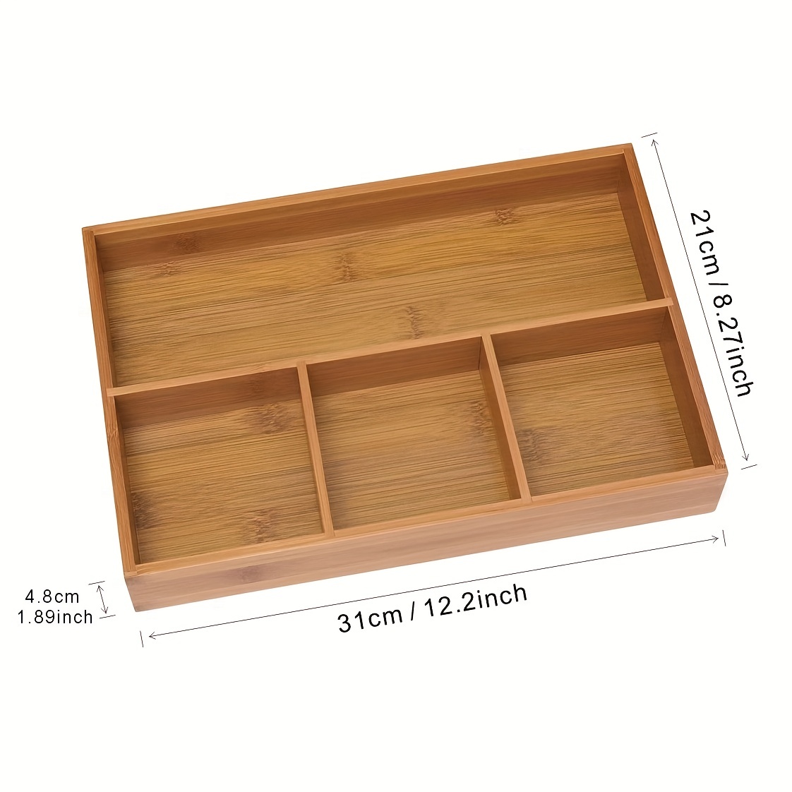 Bamboo Slotted Storage Organizer Bin Wooden Crate for Kitchen