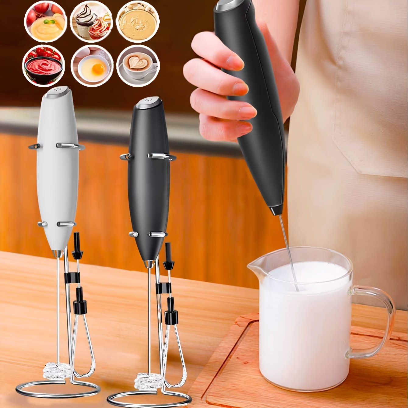 Electric Milk Frother Portable Whisk With Stainless Steel - Temu