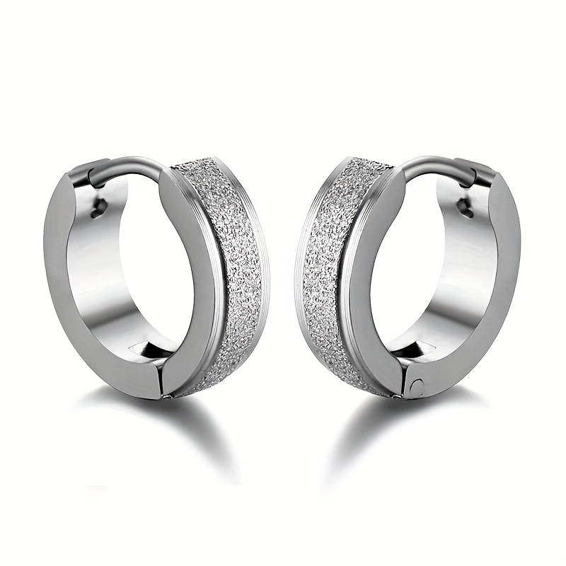 Men's Street Style Stainless Steel Matte Glitter Earrings