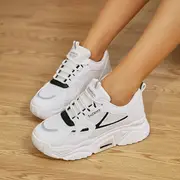 womens thick sole lightweight lace up chunky sneakers trendy low top comfy running shoes details 15