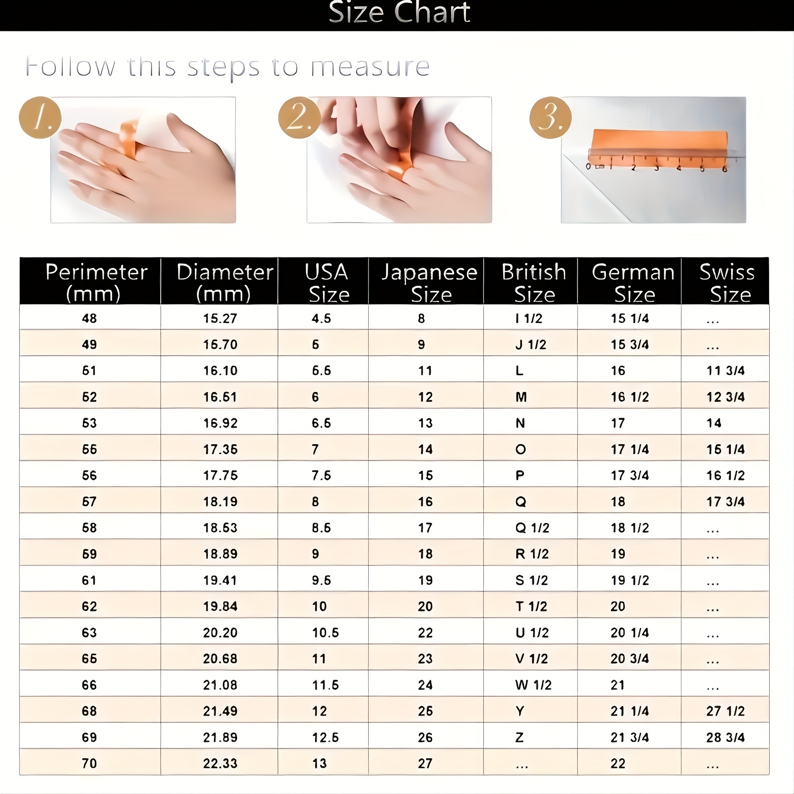 Jewelry Size Chart – Ring Concierge