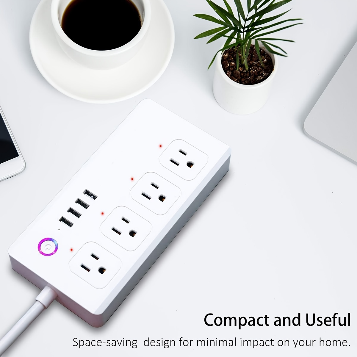 Smart Power Strip, WiFi Surge Protector Compatible with Alexa & Google Home, Smart Plug with 4 USB Ports & 4 AC Outlets, Voice and Remote Control & Ti
