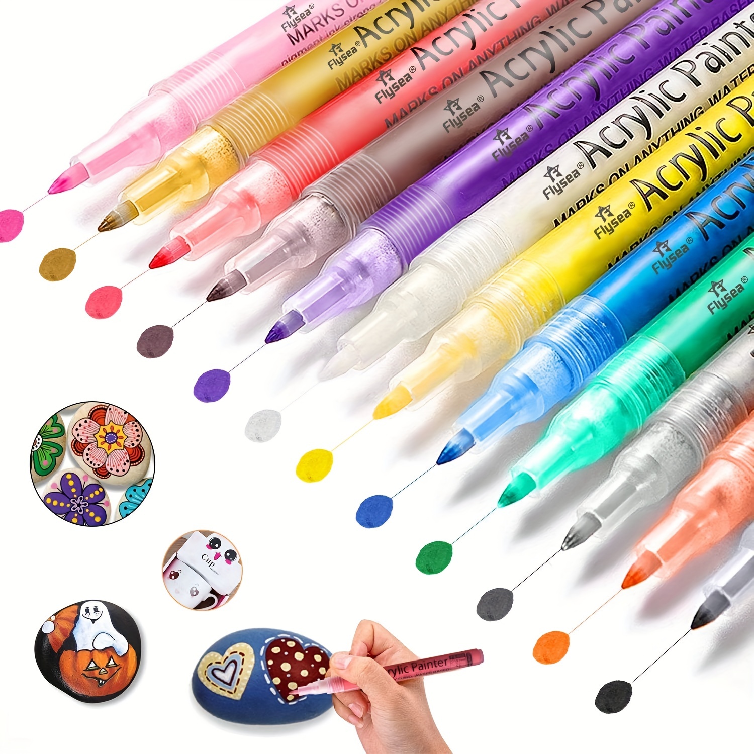 Caneta acrílica marcador, 48color permanentes canetas feltletes  impermeáveis para pintar pedras, diy álbum de foto, Pens_gift de acrílico  plástico de G