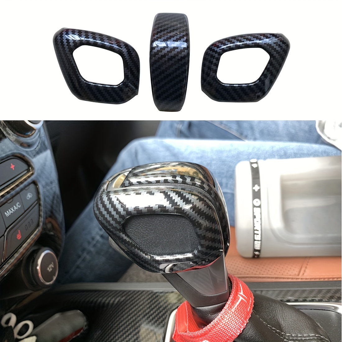 Carbon Fiber Style Car Gear Shift Knob Cover Dekorative - Temu Germany
