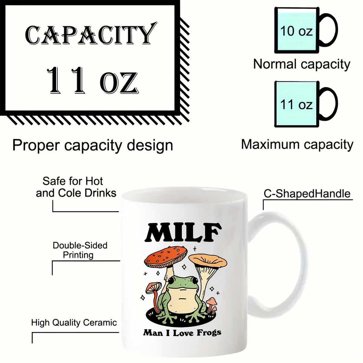 Funny Frog Coffee Mug Ceramic Mug Double sided Design Frog - Temu