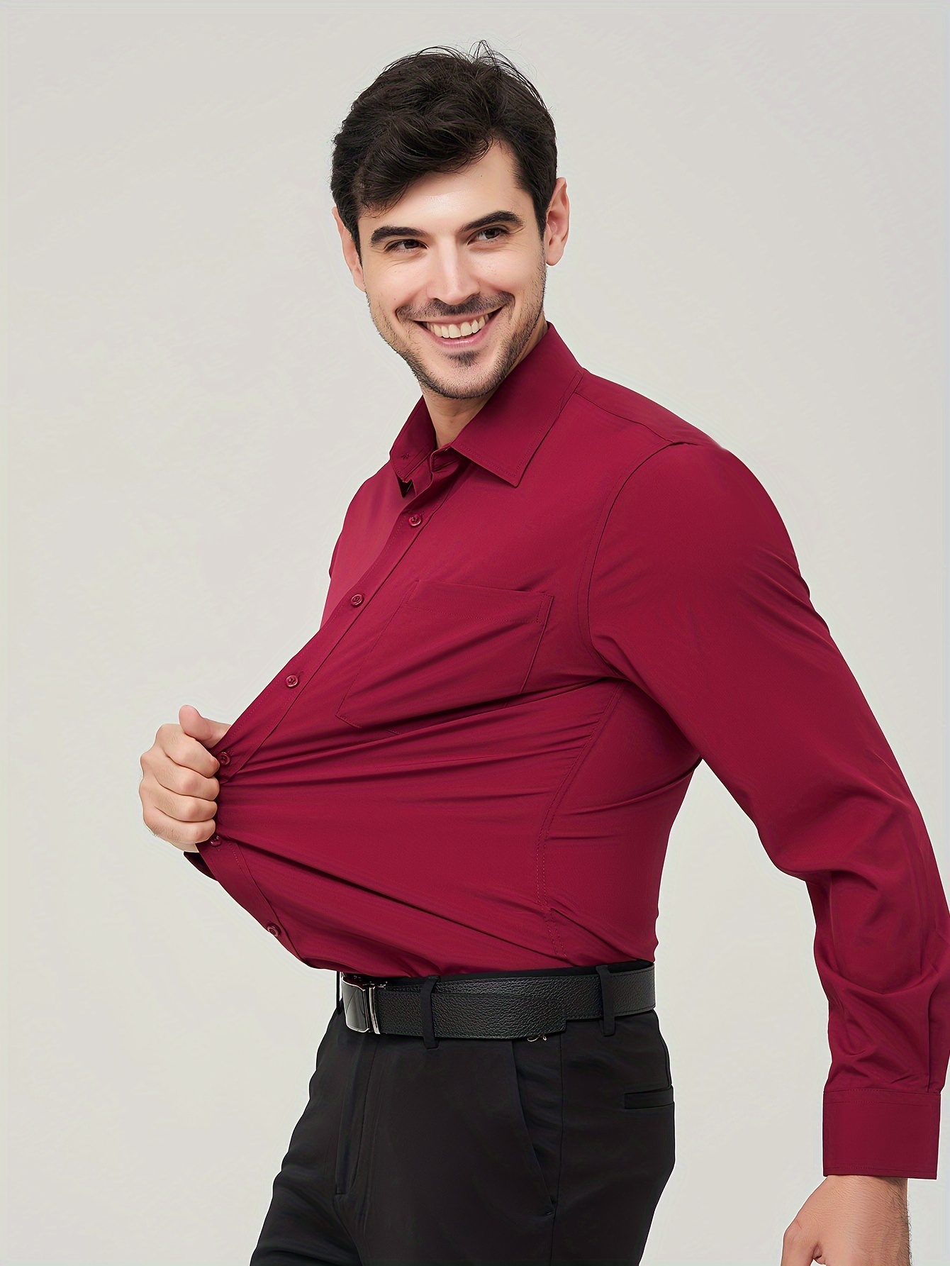 maroon business shirt