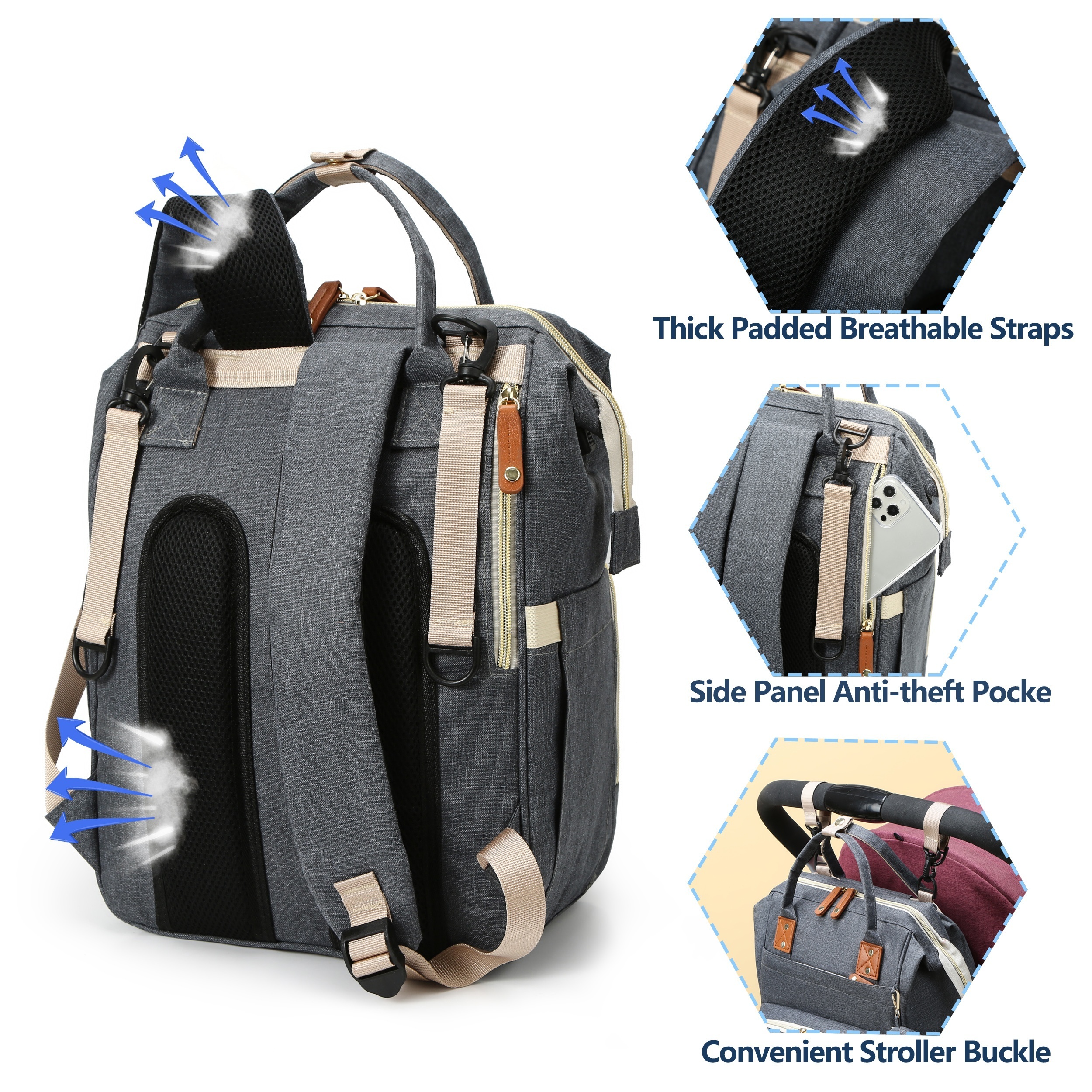 Diaper Bag Backpack Travel Baby Changing Waterproof Stylish