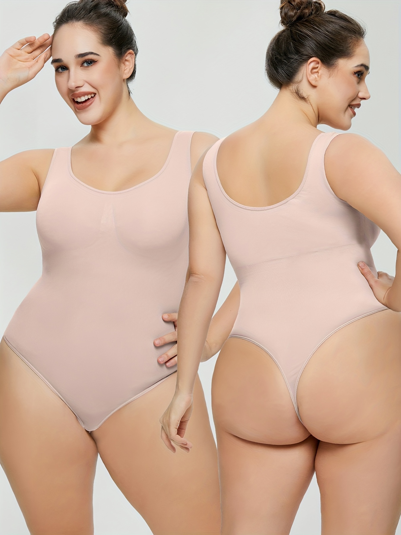 Plus Size Casual Shapewear Women's Plus Solid Tummy Control - Temu Australia