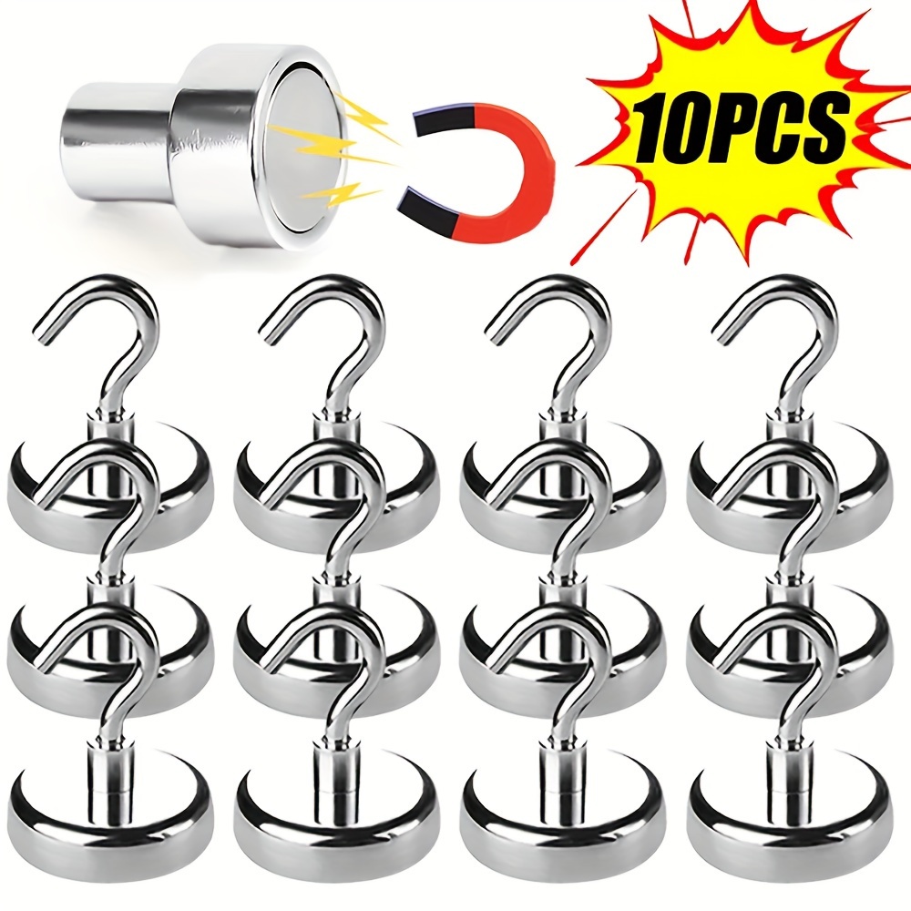 

10pcs Powerful Magnetic Hook Wall-mounted Practical Load Bearing Hook Key Coat Cup Hanging Home Kitchen Storage Organization