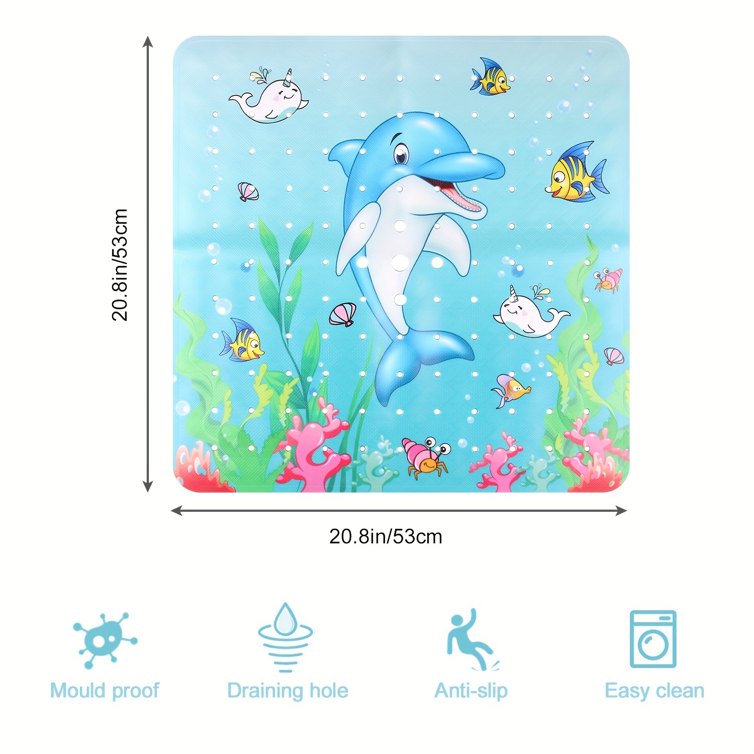 Bath Mat Non-slip Rubber Shower Mat With Drain Holes Suction Cups, Quick  Drain Easy Cleaning, Feet Massage, Bath Mat For Shower Tub & Shower Stall &  B