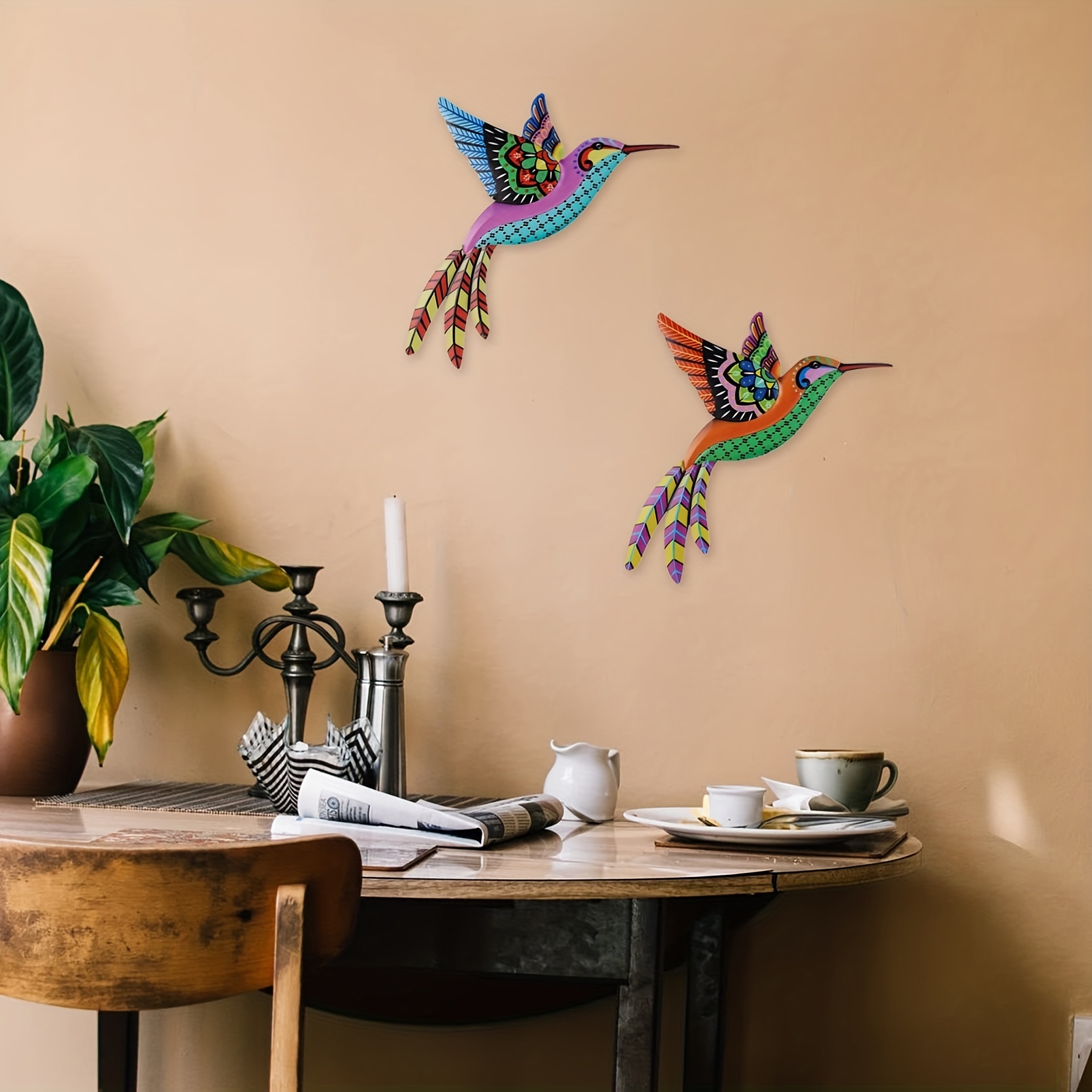 1 pièce Métallique 3D Colibri Décoration Murale , Adapté Pour