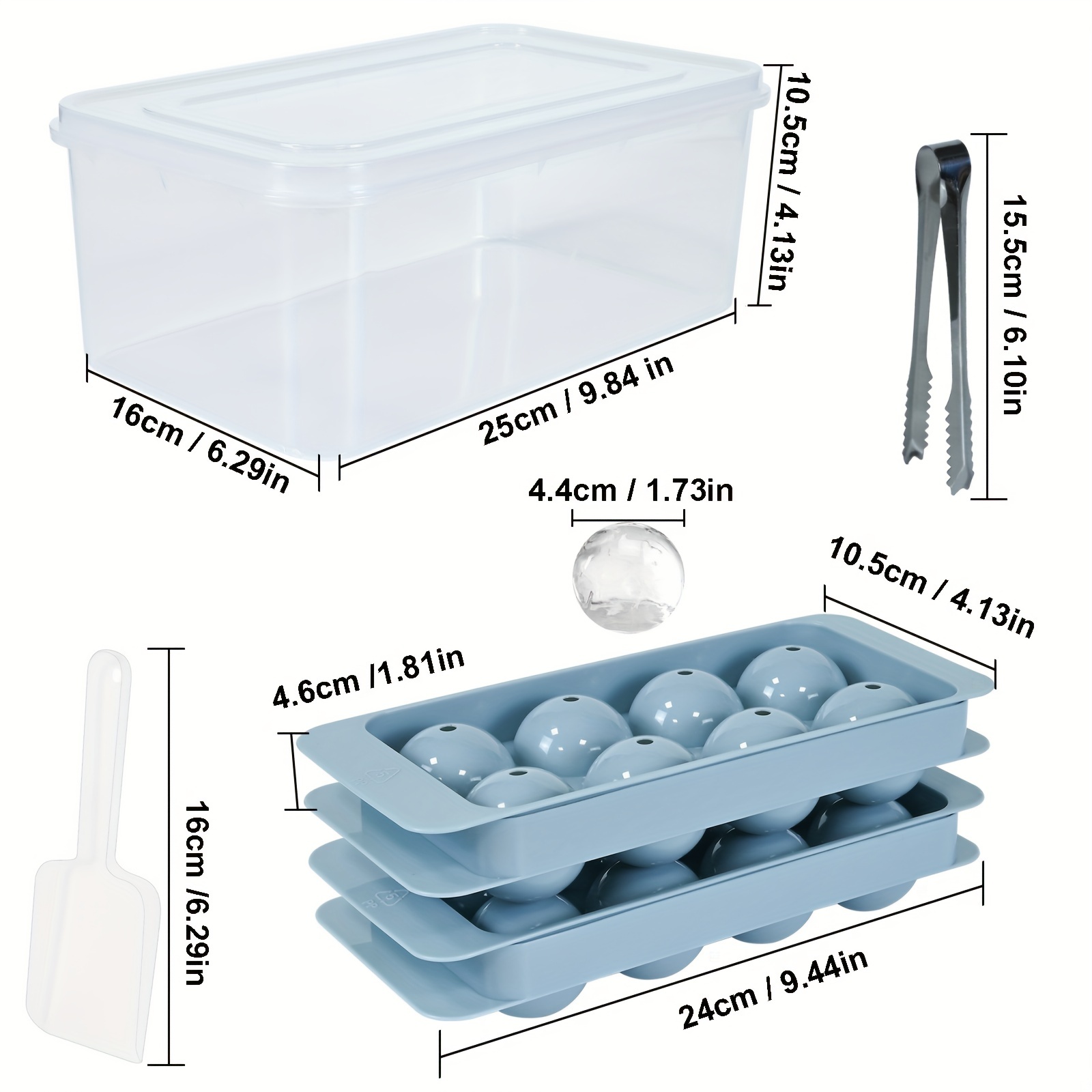 2PC ICE CUBE TRAY WITH STORAGE BIN -48