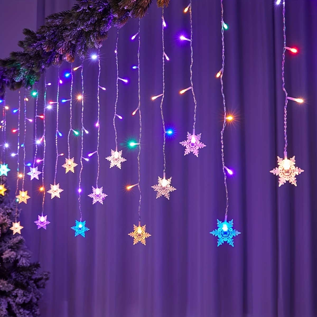 Romantic Led Snowflake Curtain Lights For Weddings Parties - Temu