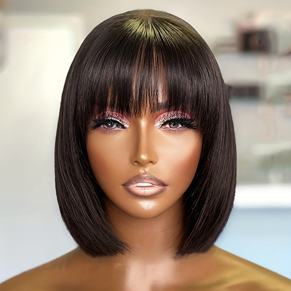 180 Density Short Bob Human Hair Wigs Women Girls Machine Temu