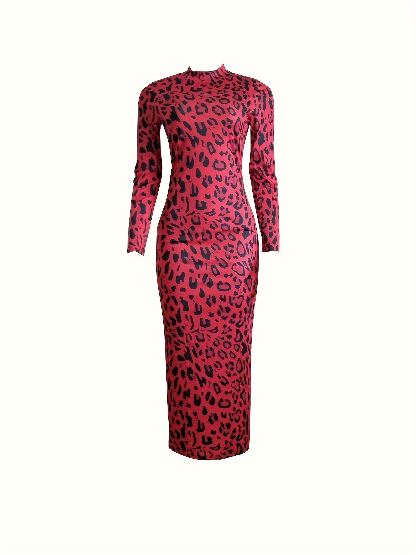 Red leopard cheap print bodycon dress