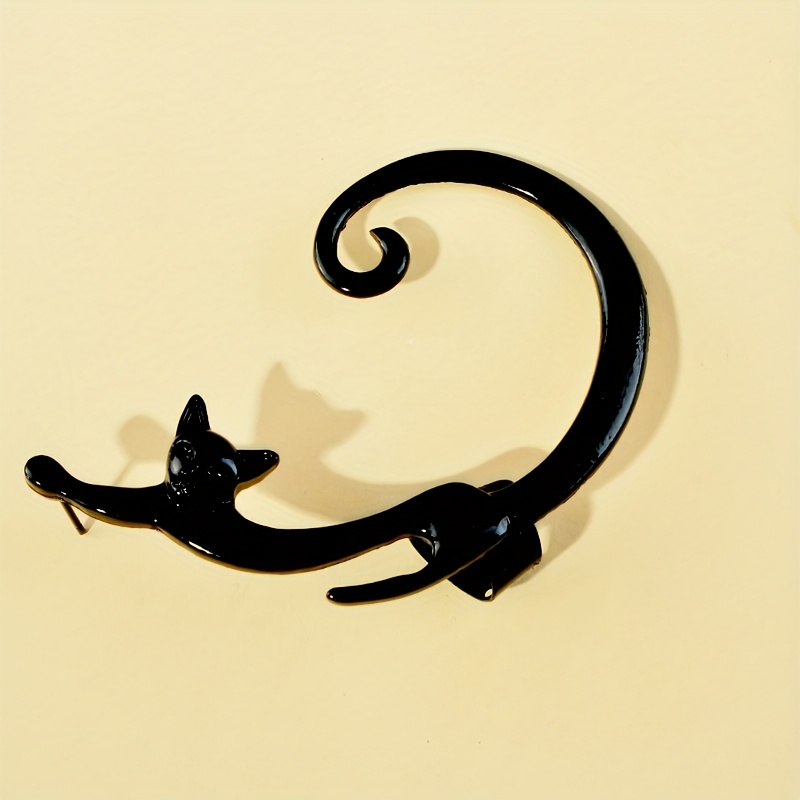 golden silvery black cute cat design ear wrap bohemian cartoon style alloy jewelry creative female gift details 5