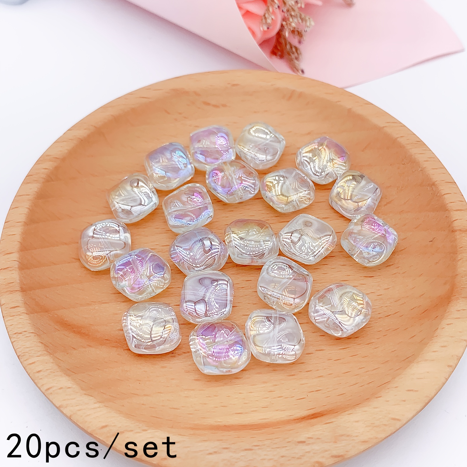 50pcs/set Frosted Pentagram Crystal Beads Loose Beads Glass Beads Plated AB  Spacer Beads For Jewelry Making DIY Bracelets