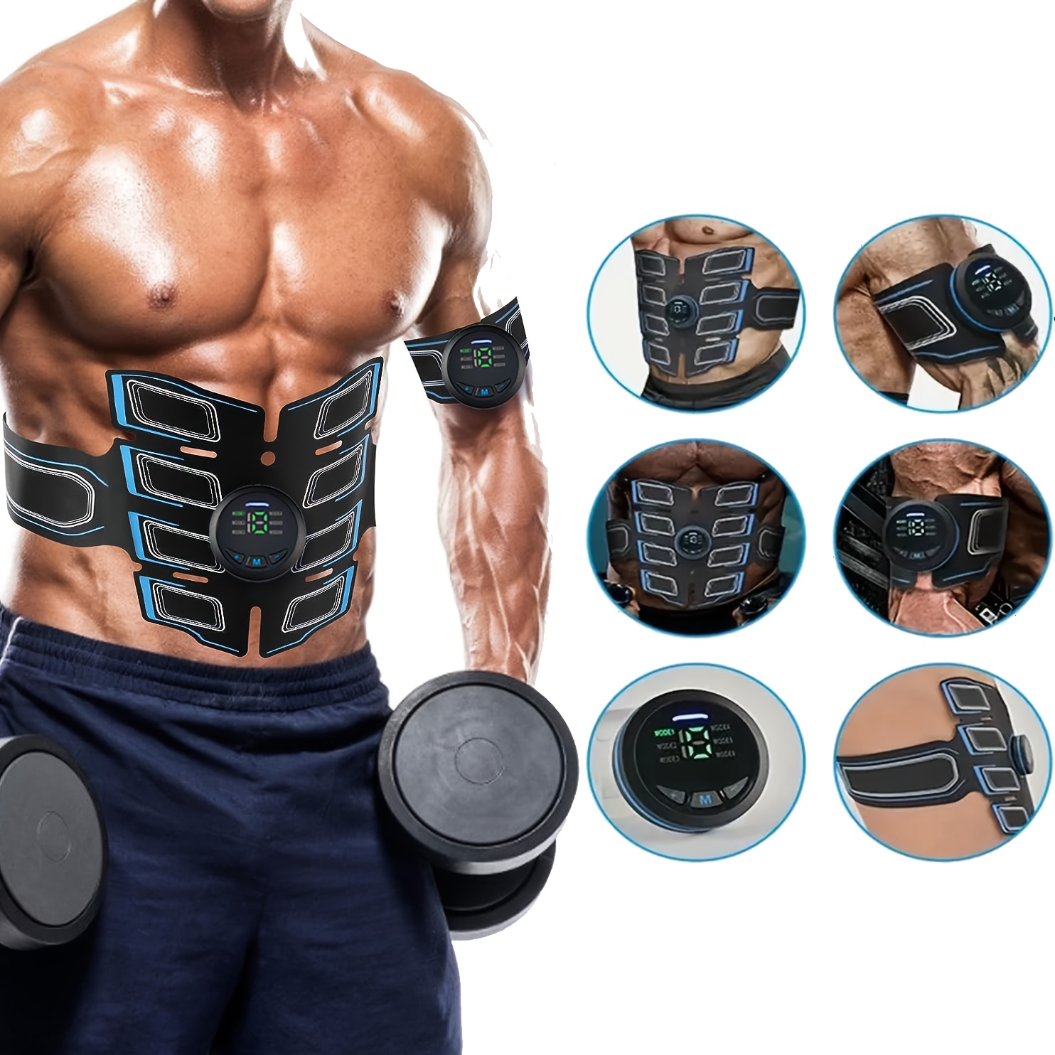 Electronic Muscle Stimulator ABS Stimulator, Rechargeable AB Stimulator  Muscle Toner, Fitness Waist Belt Home Office Workout Equipment for Men  Women