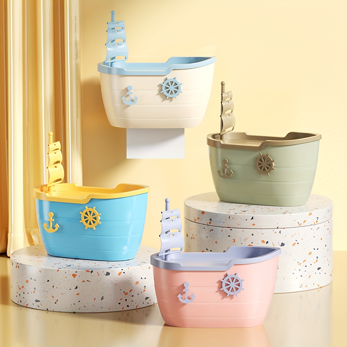 Boat Shaped Tissue Storage Box Punch free Toilet Paper - Temu Canada