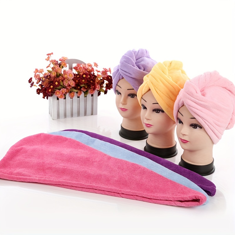 Toalla de microfibra de secado rápido, turbante de secado de pelo, toalla  suave para envolver el cabello, suministros de baño, toallas de salón