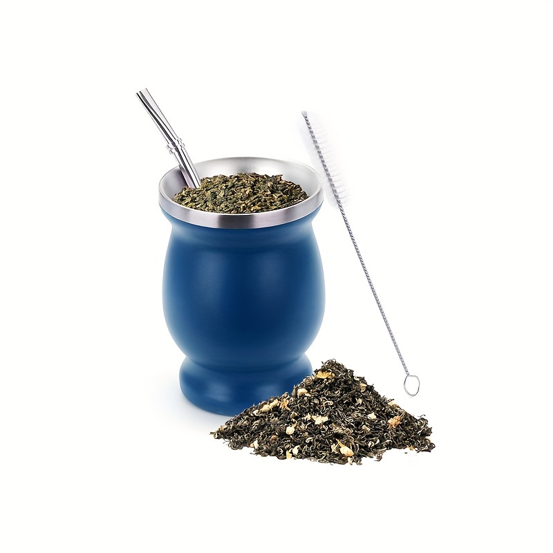 Yerba Mate Cup And Bombilla Set Double Layer Stainless Steel - Temu