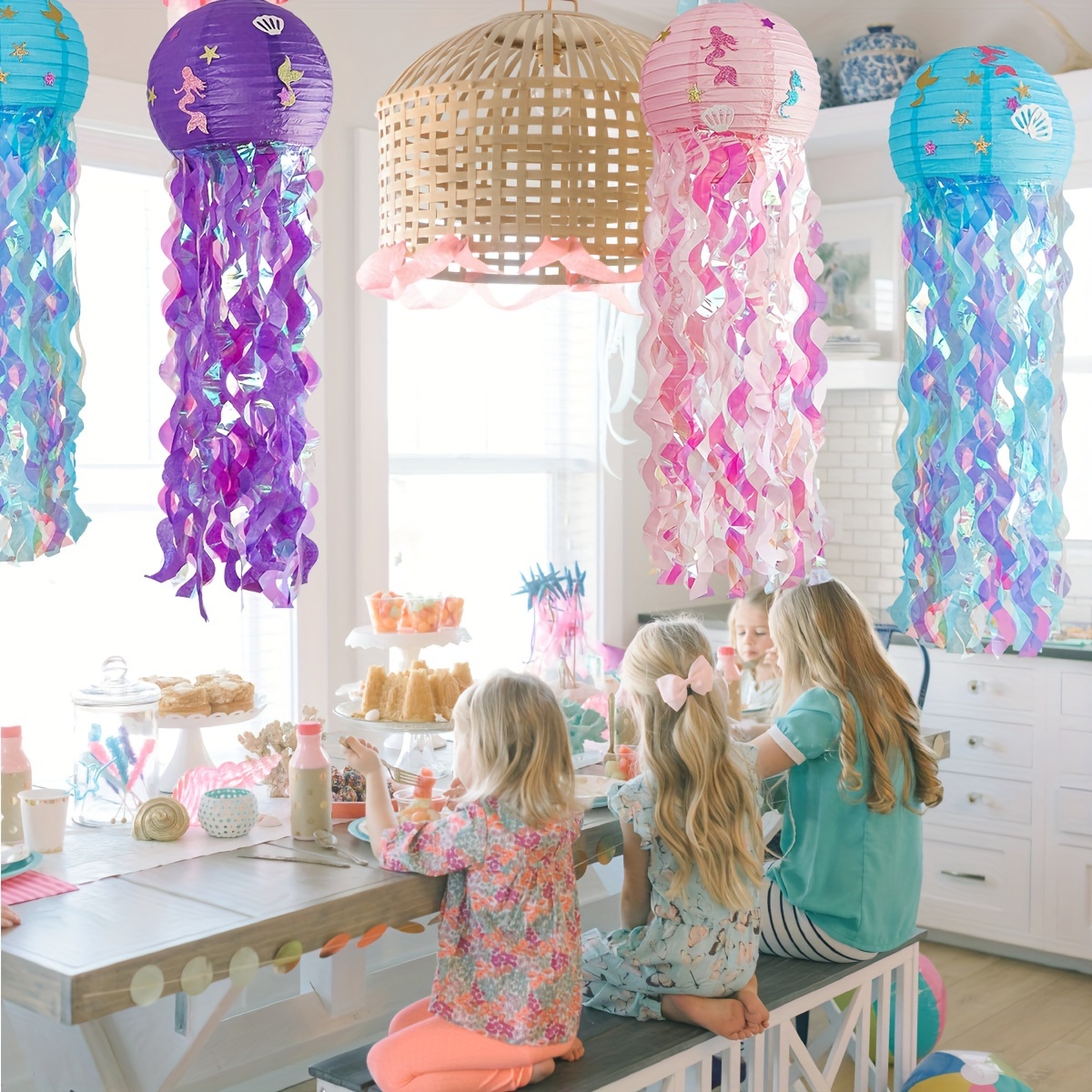 Hanging Jellyfish Paper Lantern Mermaid Glitter Hanging - Temu