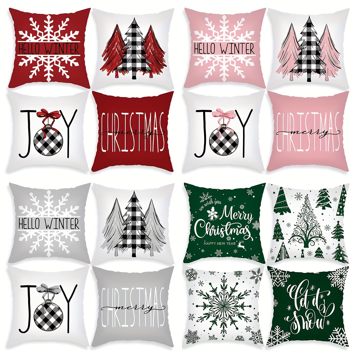 4pcs/set Black Plaid Christmas Pillow Cover 17.7in X 17.7in, Winter Happy  Christmas Tree, Christmas Truck, Mistletoe Pillowcase Holiday Seasonal  Farmhouse Decor For Car, Sofa, Bed, Home, Outdoor (pillow Insert Not  Included)