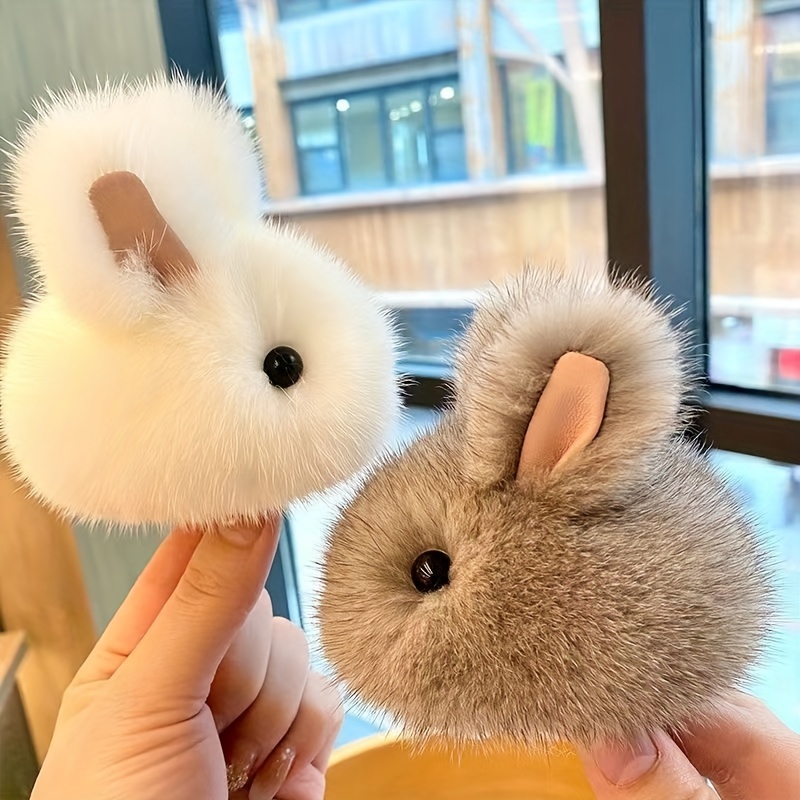 Soft Fluffy Rabbit Keychain Cute Plush Bunny Key Rings Plush Bunny