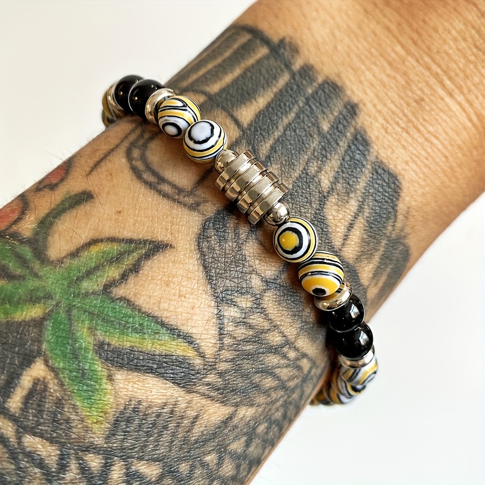 Men's Stainless Steel Beaded Bracelet