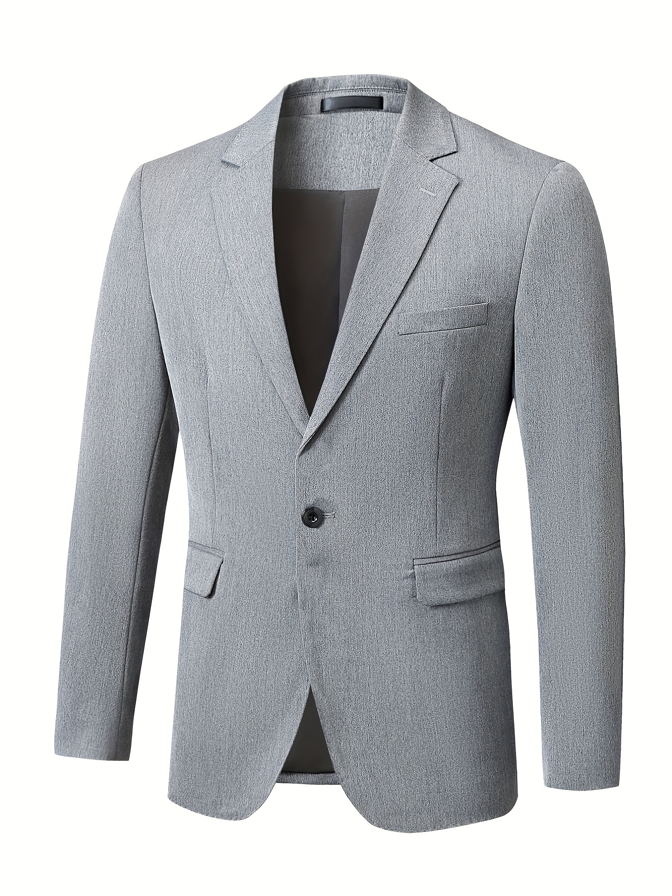 Non-Stretch Casual V-Neck Blazer, Suit Jacket, Men's Solid Slim Fit Dark Green Blazer,Temu