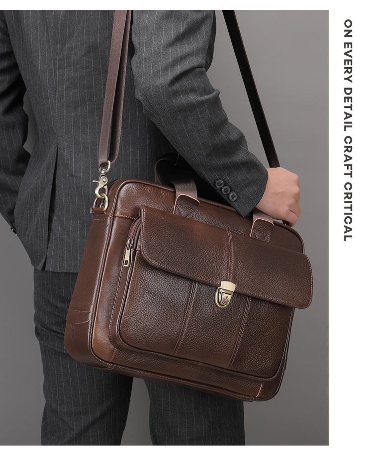 Bag Men's Briefcase/genuine Leather Laptop Bag Leather Office Bags For Men  Briefcase Laptop Business Tote For Document 8920