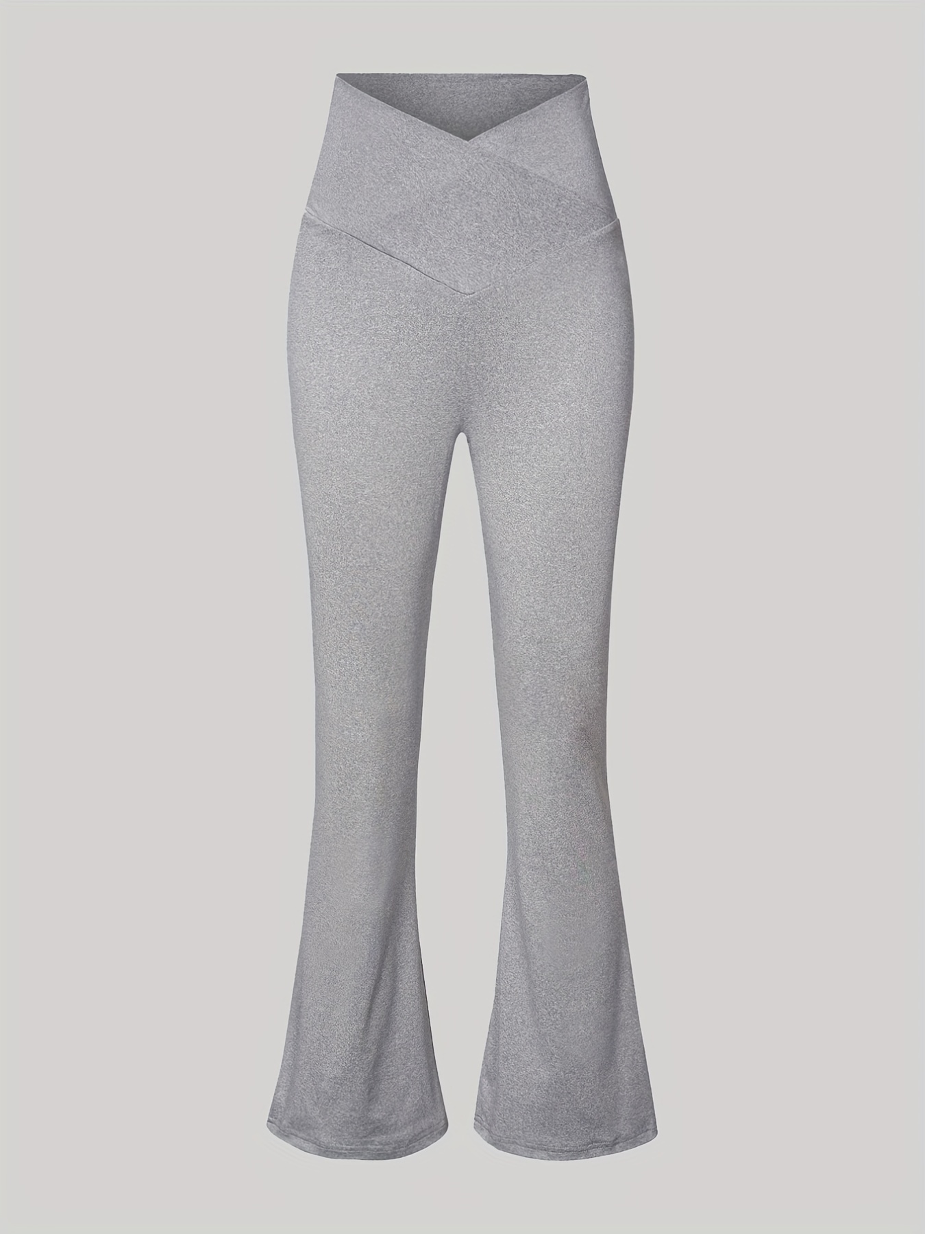 Solid Velvet Flare Leg Pants, Casual Elastic Slim Pants For Spring & Fall,  Women's Clothing