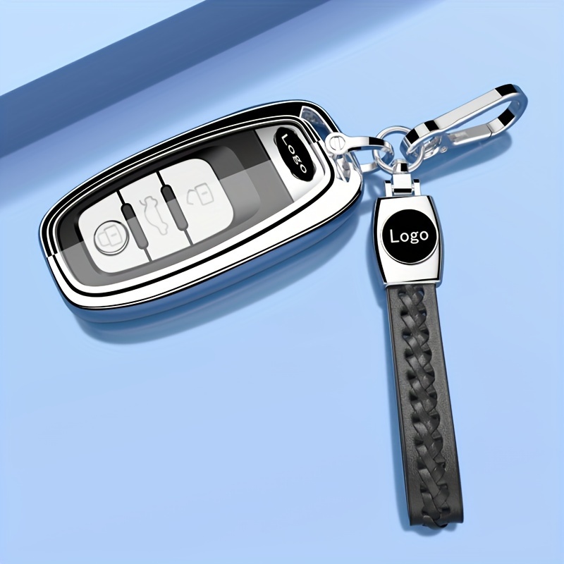 ontto Funda protectora para llave de coche compatible con Audi A1 A3 A6  Flip Key Fob azul (1 funda para llave y 1 llavero)