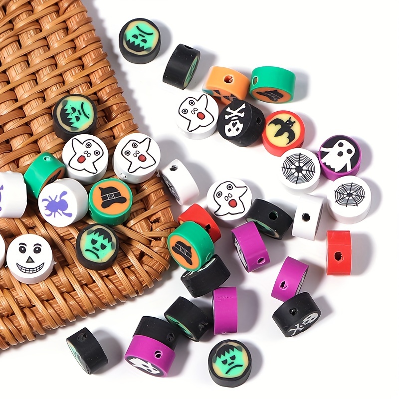 10 Strands Halloween Clay Beads Flat Square Loose Spacer - Temu