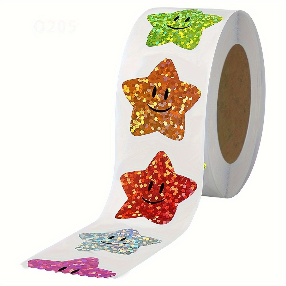 

500 Count Reward Star Stickers - Holographic Sparkle Star Labels For Party Favors, Sealing, & Classroom Use - Paper Material