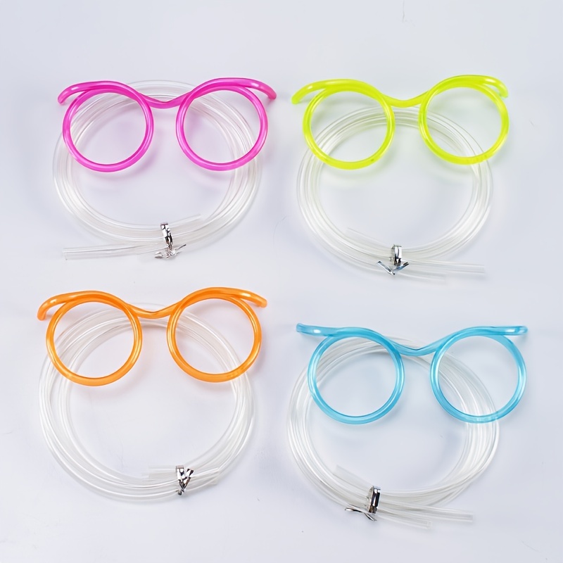 Silly Straw Glasses Eyeglasses Straws Eyeglasses Crazy Fun Loop Straws  Novelty Drinking Eyeglasses Straw for Annual Meeting, Fun Parties, Birthday  - Assorted Colors 