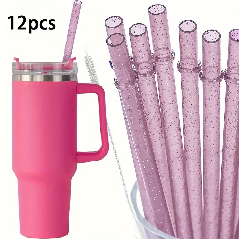 Glass Reusable Straw for Stanley 40 oz 30 oz Cup Tumbler Replacement  Stanley Straw 6 Pack Clear Glass Straw with Cleaning Brush Stanley Cup