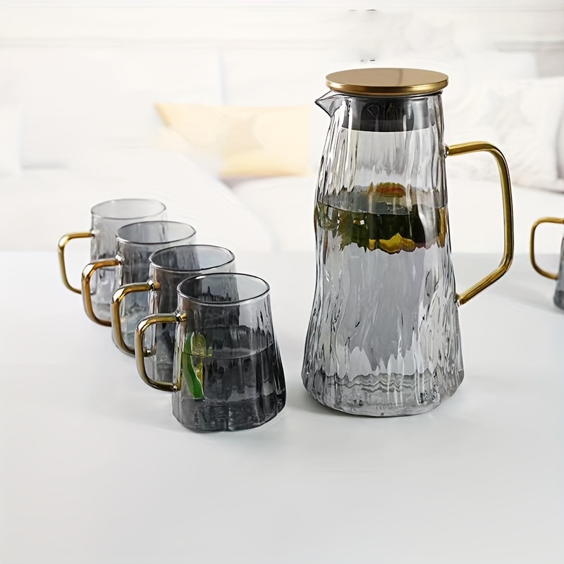 Glass Pitcher And 6 Cups Set, Heat Resistant Glass Drink Pitcher And Drinking  Glasses Set, Hammered Pattern Gradient Color Drink Set, Home Decor, Room  Decor - Temu