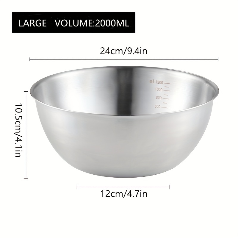 Set of 2 Plastic Mixing Bowls (20cm) (2000ml) Kitchen Baking Salad Bowl Set  of 2
