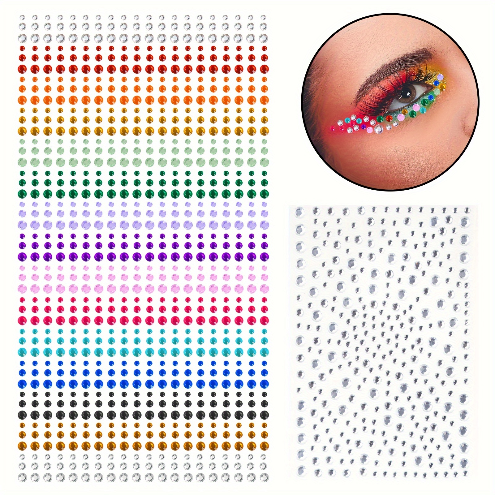 Rhinestone Stickers Self Adhesive Glitter Gems Jewelry Stickers For Hair  Face Nails Makeup Clothes Shoes Bags DIY Crafts Various Sizes