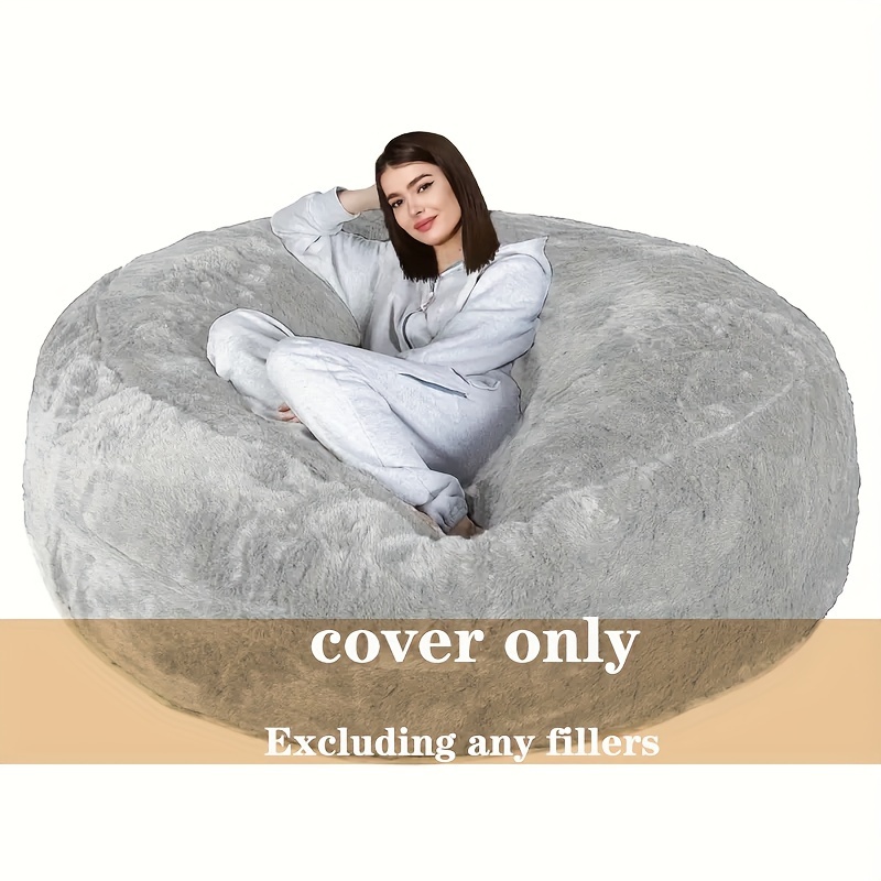 Bean Bag Chair Cover Giant Bean Bag Chairs for Adults 7ft Big Bean Bag  Cover Comfy Large Bean Bag Bed (No Filler,Cover only) Fluffy Lazy Sofa Dark