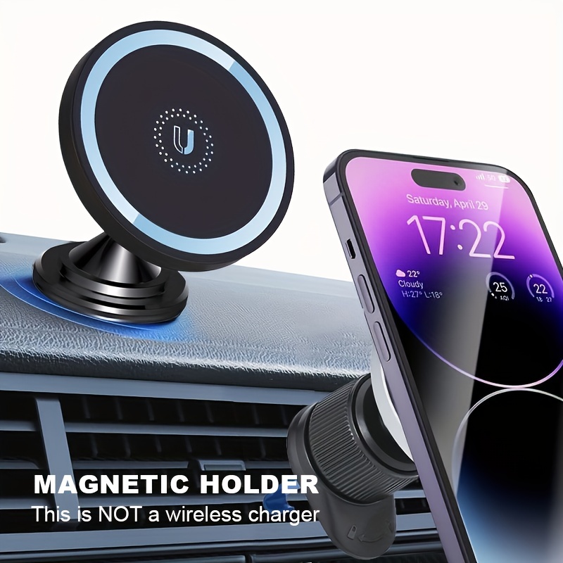 Soporte de coche MagSafe para iPhone, fuerte soporte magnético para  teléfono para salpicadero de automóvil, manos libres, plegable, accesorios  para