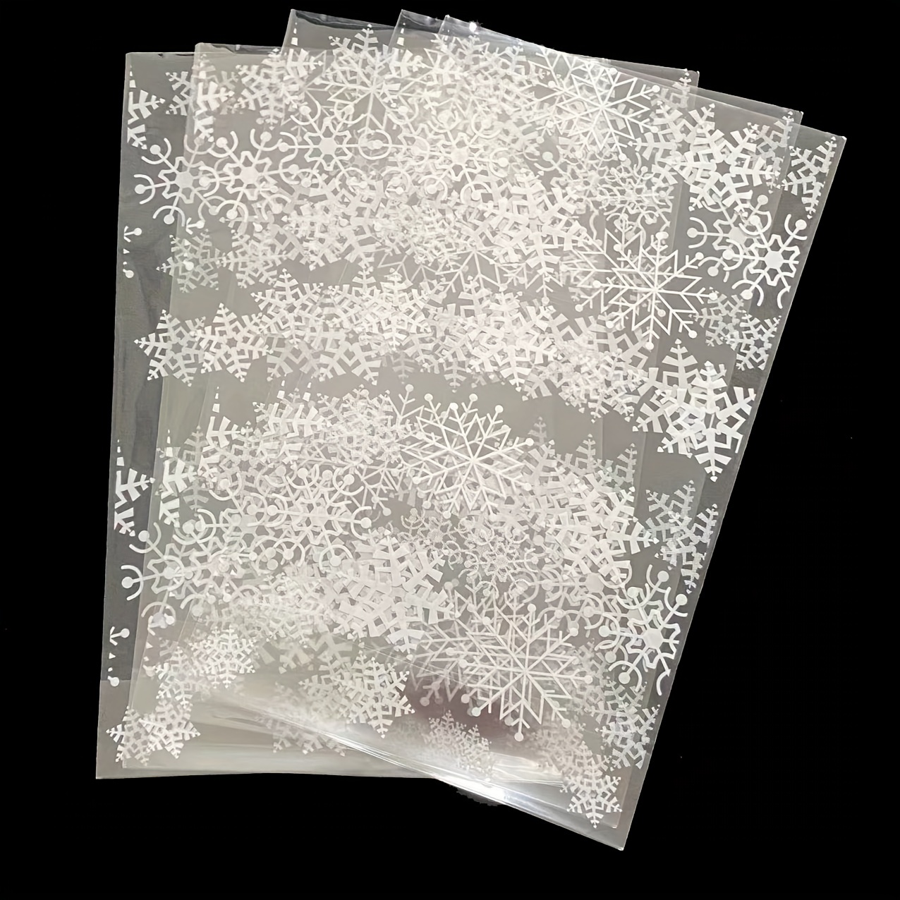

100pcs White Snowflake Candy Bags Cellophane Plastic Gift Bags, With 100 Golden Tie, Suitable For Celebration Party Supplies, Gifts, , Candy, Plastic Snack Bags Eid Al-adha Mubarak