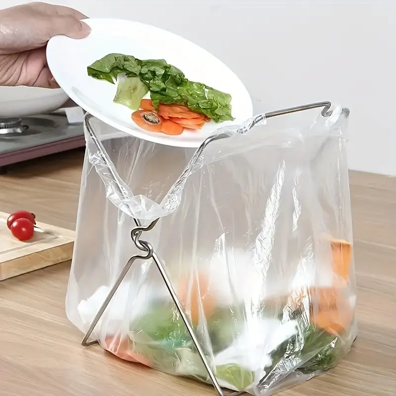 Desktop Trash Bag Holder,metal Mini Countertop Trash Can, Foldable