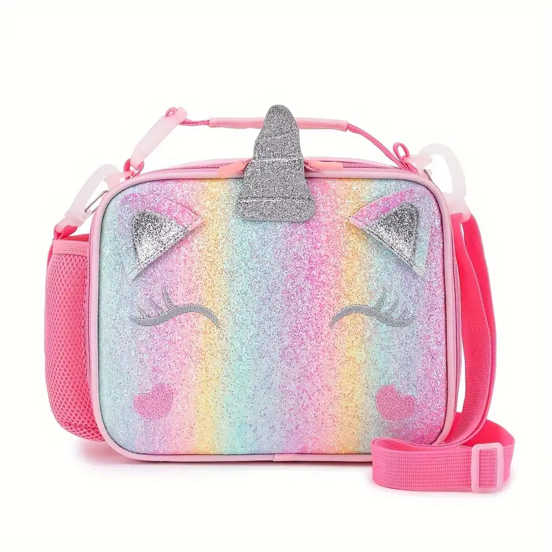 Lunch Box For Kids Girls, Insulated Rainbow Tote Bag Leakproof